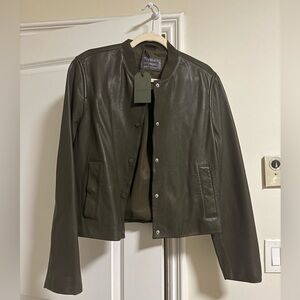 NWT AllSaints Khaki Green Bomber Jacket 6 Edgy Streetwear Minimalist RETAIL$499